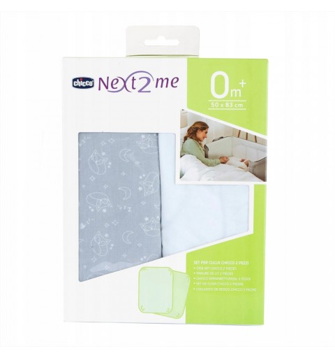 Chicco - prześcieradło 2szt Next2me 50 x 83 cm | Grey Fox